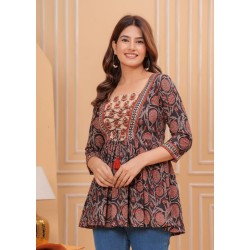 Traditional Authentic Hand Block Printed Pure Organic Cotton Designer Top