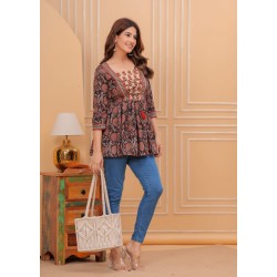 Traditional Authentic Hand Block Printed Pure Organic Cotton Designer Top