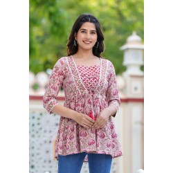 Traditional Authentic Hand Block Printed Pure Organic Cotton Designer Top