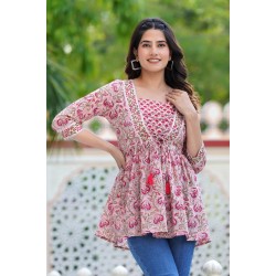 Traditional Authentic Hand Block Printed Pure Organic Cotton Designer Top