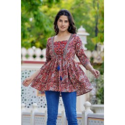 Traditional Authentic Hand Block Printed Pure Organic Cotton Designer Top