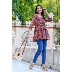 Traditional Authentic Hand Block Printed Pure Organic Cotton Designer Top