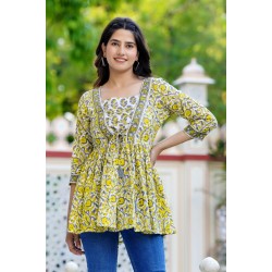Traditional Authentic Hand Block Printed Pure Organic Cotton Designer Top