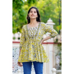 Traditional Authentic Hand Block Printed Pure Organic Cotton Designer Top