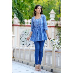 Traditional Authentic Hand Block Printed Pure Organic Cotton Designer Top