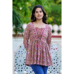 Traditional Authentic Hand Block Printed Pure Organic Cotton Designer Top