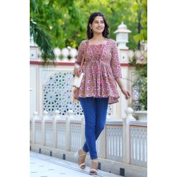 Traditional Authentic Hand Block Printed Pure Organic Cotton Designer Top